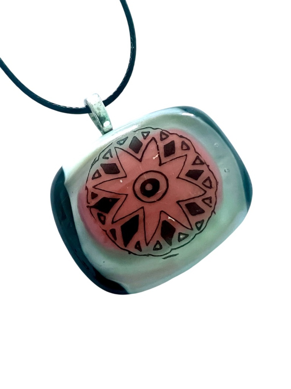 Flower Pendant Art Glass  Retro Look